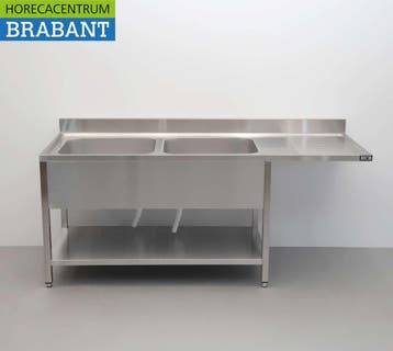 HCB RVS Spoeltafel dubbele spoelbakken Premium-line 200 cm, Ophalen of Verzenden, Nieuw zonder verpakking