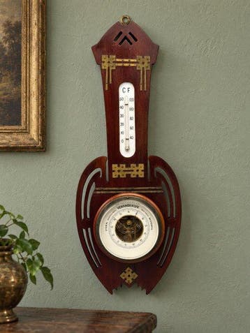 Sierlijke Jugendstil wandbarometer met thermometer –