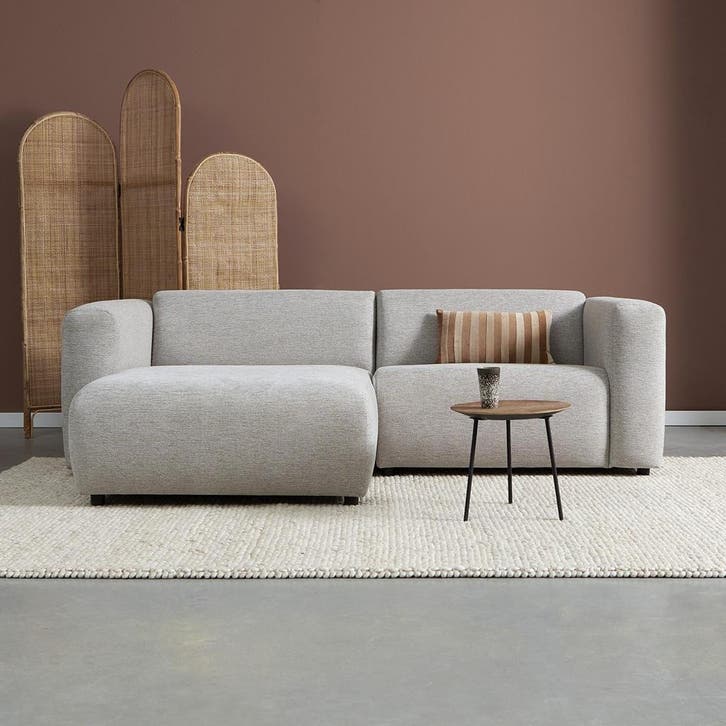 *WOONWINKEL* Kleine Bank Met Chaise Longue Links Grijsmix, Huis en Inrichting, Banken | Bankstellen, Nieuw, Verzenden