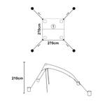 Strandtent Bernheze zonbescherming 270x270x210 cm grijs pro., Verzenden, Nieuw