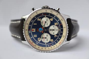 Horloge Breitling Navitimer 1992 Parrulla Aguila Limited, Leer, Staal, Breitling, Polshorloge