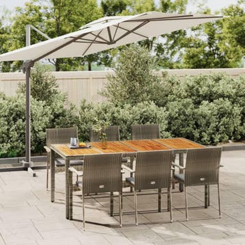 vidaXL 7-delige Tuinset met kussens poly rattan grijs, Verzenden, Nieuw, 6 zitplaatsen, Tuinset
