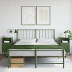 vidaXL Nachtkastjes 2 st 36x39x68 cm staal olijfgroen, Huis en Inrichting, Slaapkamer | Nachtkastjes, Verzenden, Nieuw, Metaal of Aluminium