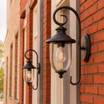 Set van 2 Elzas Muurlamp Rustiek Bruin Buitenverlichting, Verzenden, Minder dan 50 watt, Wandlamp, Nieuw