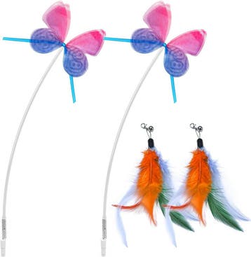 Kattenaccessoires 4-delig set | retourdeal 47% korting, Ophalen of Verzenden, Zo goed als nieuw, Speelhengel