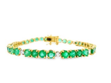 Armband - 14 karaat Geel goud - 12.55ct. tw. Smaragd -, Nieuw
