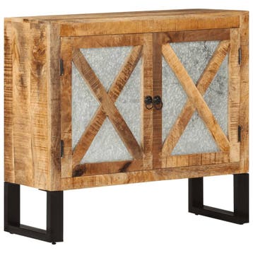 vidaXL Dressoir 80x30x71 cm massief ruw mangohout en metaal, Verzenden, Nieuw, Overige houtsoorten, Minder dan 50 cm