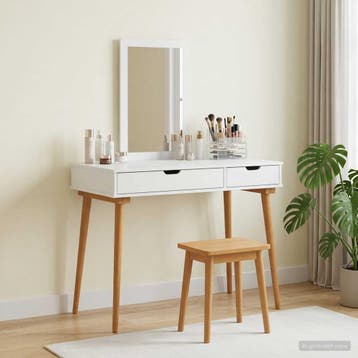 vidaXL Toilettafel Set FAUSKE 2 st Wit 100 x 50 x 143 cm, Verzenden, Nieuw