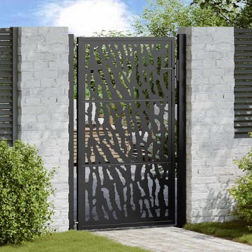 vidaXL Poort met sporenontwerp 100x150 cm staal zwart, Verzenden, Nieuw