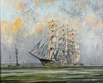 Gilbert Geary (XX) - A sailing vessel leaving port. No, Antiek en Kunst
