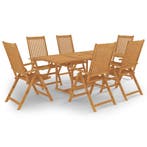 vidaXL 7-delige Tuinset massief teakhout, Tuin en Terras, Verzenden, 6 zitplaatsen, Nieuw, Tuinset