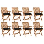 vidaXL Tuinstoelen 8 st inklapbaar met kussens massief, Verzenden, Nieuw, Hout