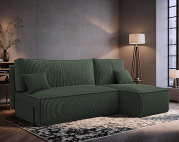 Slaapbank Ribstof Karlito Groen | Universeel | €399,-, Verzenden, Overige maten, Overige maten, Nieuw