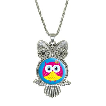 Fako Bijoux - Ketting - Cabochon - Uiltje - Roze, Verzenden, Nieuw