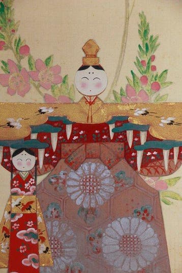 Staande Hina-poppen - Zijde - Hada Teruo (1887-1945) - Japan