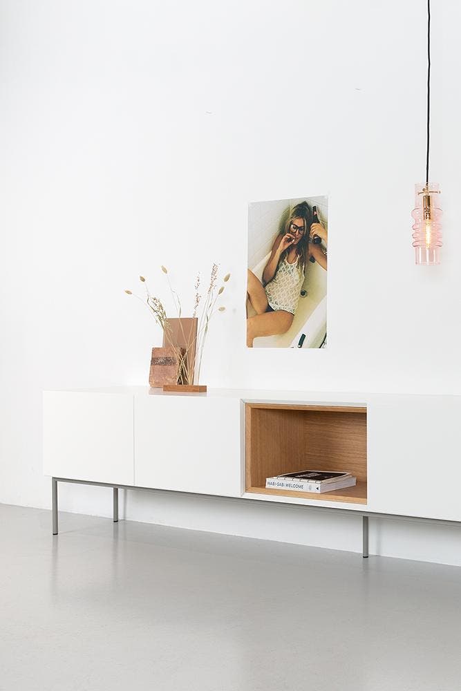 Zwevend tv-meubel verstek 275 cm -67%:€2209 nu €729,-op=op, Huis en Inrichting, Kasten | Dressoirs, 200 cm of meer, 25 tot 50 cm
