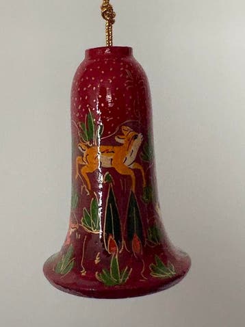 Hand-Painted Kashmiri Papier-Mâché Holiday Bell Ornament, Antiek en Kunst, Verzenden, Kinderen, Toath Palaw
