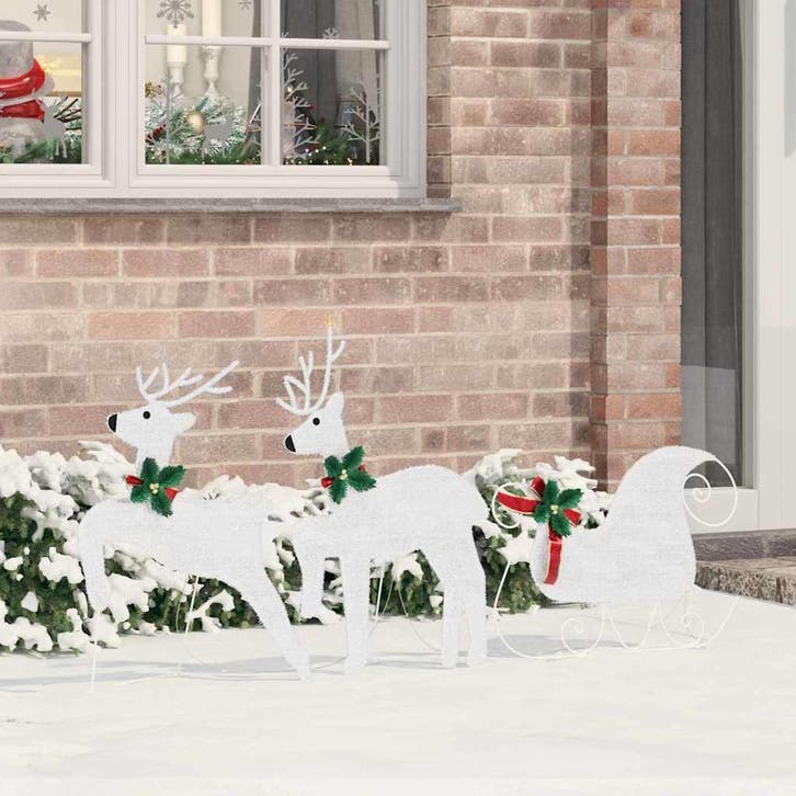 vidaXL LED Rendieren 3 pcs Koud Wit Stof, Diversen, Kerst, Nieuw, Verzenden