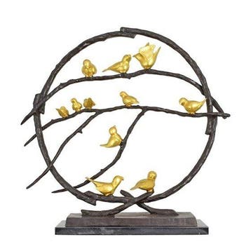 sculptuur, Substantial Bronze Sculpture of Birds on Branches, Antiek en Kunst