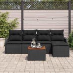 vidaXL Tuinbankenset met opslag 6 pcs Zwart poly rattan, Verzenden, Nieuw, Rotan