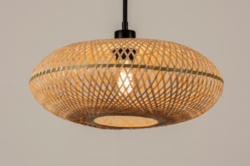 Rietveld Hanglampen - Bruin, Naturel - Metaal, Rotan, Verzenden, Nieuw