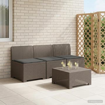vidaXL 3-zits tuinbank met kussens in rattanlook 3-zits PP, Verzenden, Nieuw