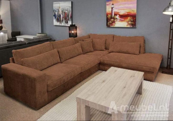Hoekbank Ijsselstein - hoekbanken - Bruin, Huis en Inrichting, Banken | Sofa's en Chaises Longues, 150 cm of meer, Nieuw, 250 tot 300 cm