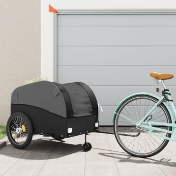 vidaXL Fietstrailer 45 kg ijzer zwart, Fietsen en Brommers, Fietsaccessoires | Aanhangers en Karren, Verzenden, Nieuw