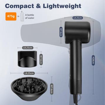 Fohn - Haardroger - Föhn met diffuser - 1600W - Zwart - Aigo, Verzenden, Zo goed als nieuw