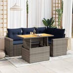 vidaXL 5-delige Loungeset met kussens poly rattan grijs, Verzenden, Nieuw, Rotan, Loungeset