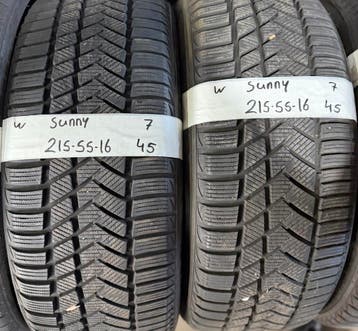 2x 215-55-16 Sunny Winter 2x 7mm €45 Per Band 215 55 16, Ophalen, 16 inch, Winterbanden, Band(en)