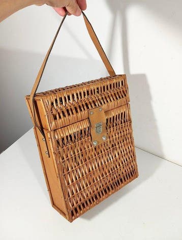 Mand - Vimini, Hout, Metaal - Tas mand leeftijd 60