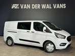 Ford Transit Custom 2.0 TDCI 130pk L2H1 Dubbele Cabine Euro6, Stof, Gebruikt, Wit, Dealer onderhouden