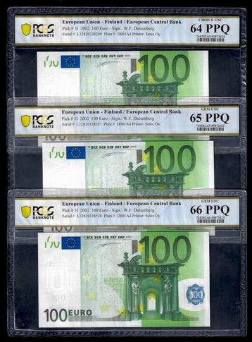 Europese Unie, Finland. - 3 x 100 Euro - 2002 - 5l
