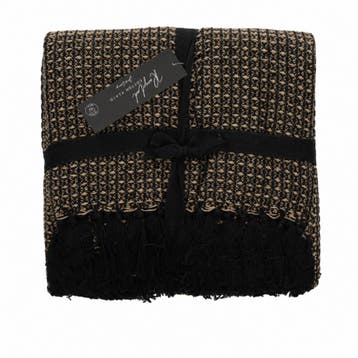 Jens Living Plaid Loek Gerecycled Katoen - Zwart, Huis en Inrichting, Woonaccessoires | Plaids en Woondekens, Verzenden, Nieuw