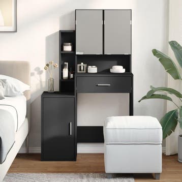 vidaXL Kaptafel met kastje 80x35x132 cm zwart, Huis en Inrichting, Tafels | Kaptafels, Verzenden, Nieuw