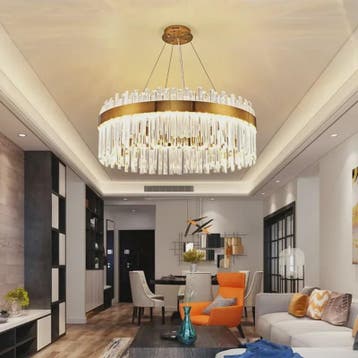 Moderne Kristallen Plafond Hanglamp Goud - Luxe Verlichting, Verzenden, Nieuw