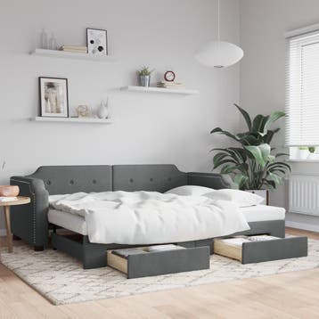 vidaXL Slaapbank onderschuifbed en lades 90x200 cm stof, 90 cm, Eenpersoons, Verzenden, Nieuw