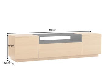 TV-bord LOFT 160 cm naturel zwart - 47811, Ophalen of Verzenden, Nieuw
