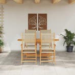vidaXL Tuin eettafelset 5 pcs Beige Massief Acaciahout, Verzenden, Nieuw