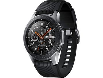 Samsung Galaxy Watch 46 mm zilver met siliconenarmband -, Sieraden, Tassen en Uiterlijk, Smartwatches, Verzenden, Zo goed als nieuw
