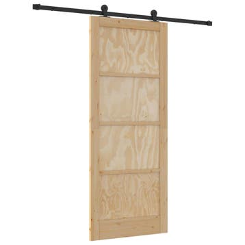 vidaXL Schuifdeur 86 x 211 cm Bewerkt hout Naturel en Zwart, Verzenden, Nieuw