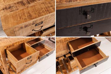 Industriële barkast BODEGA 86 cm mangohouten serveerwagen, Ophalen of Verzenden, Nieuw