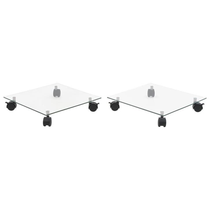 vidaXL Plantenrollers vierkant 35x35 cm gehard glas 2 st, Tuin en Terras, Overige Tuin en Terras, Nieuw, Verzenden