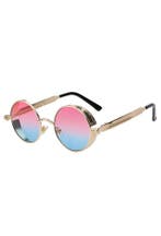 Ronde Bril Steampunk Vintage Goud Montuur Rond Roze Blauwe G, Ophalen of Verzenden, Nieuw, Roze