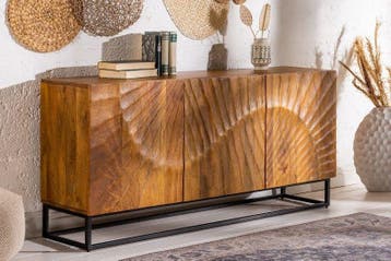 Massief dressoir SCORPION 140cm bruin mangohout, Ophalen of Verzenden, Nieuw