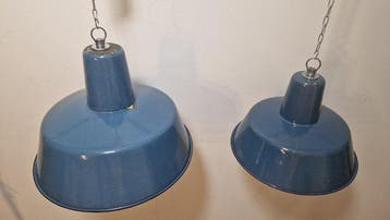 Plafondlamp (2) - Emaille, Staal - Geëmailleerde stalen lamp