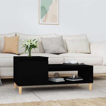 vidaXL Salontafel 100x50x45 cm bewerkt hout zwart, 100 tot 150 cm, Verzenden, Nieuw, 50 tot 100 cm