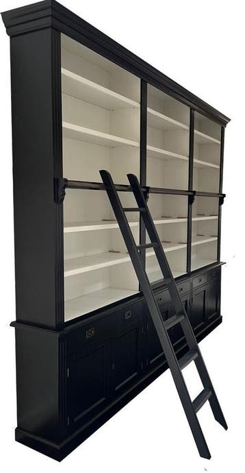 Boekenkast zwart met trap Reeuwijk 300 x 260cm, Huis en Inrichting, Kasten | Boekenkasten, Ophalen of Verzenden, Nieuw