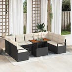 vidaXL Tuin Sofa Set met kussen 10 pcs Zwart en Crème, Verzenden, Nieuw, Rotan